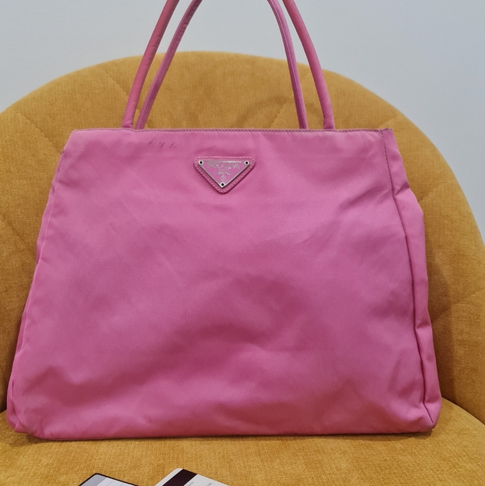 Prada pink nylon tote